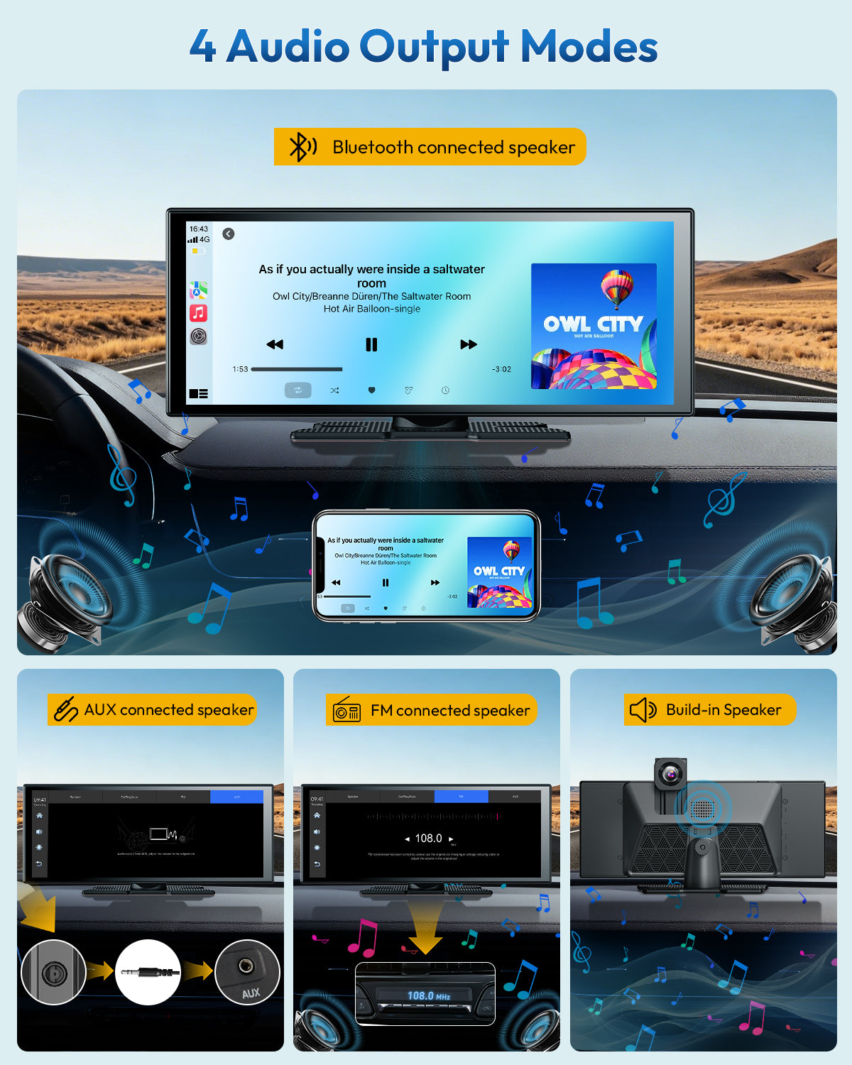 ESSGOO E72 11,3 Zoll CarPlay Display mit 4K Dashcam Standard