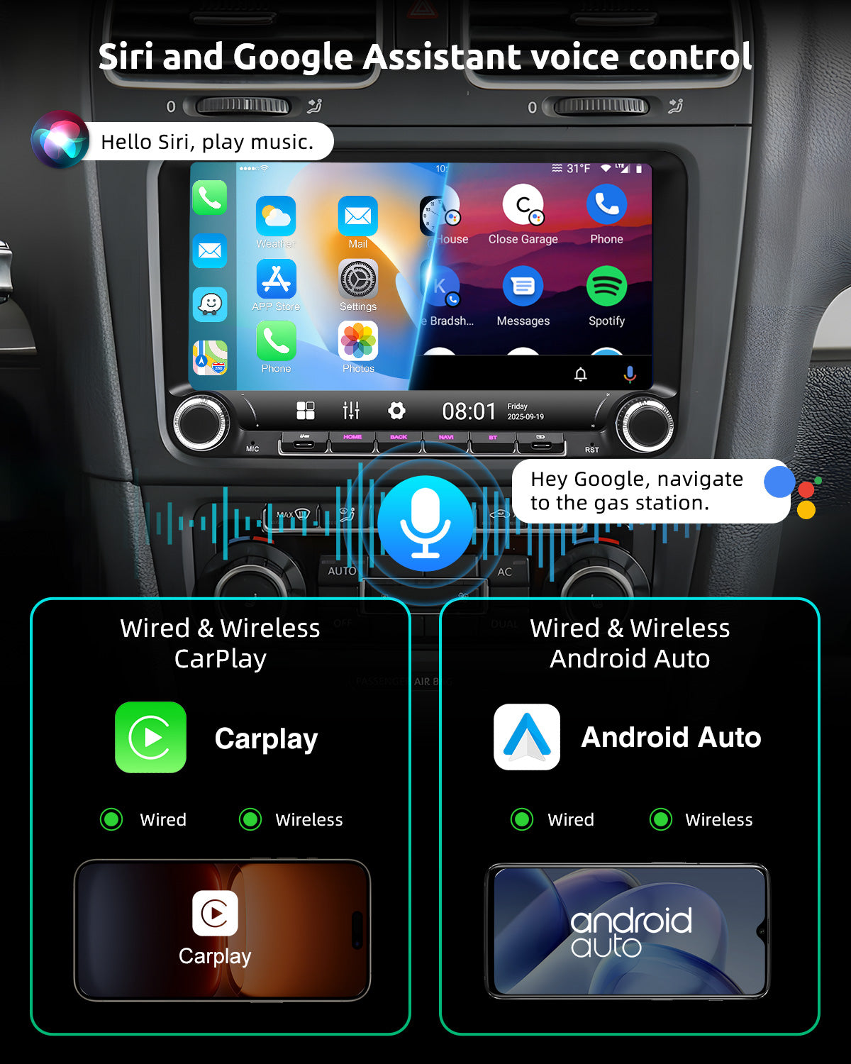 ESSGOO Car Stereo AR9002 Autoradio 9 Zoll für VW Android 15 IPS