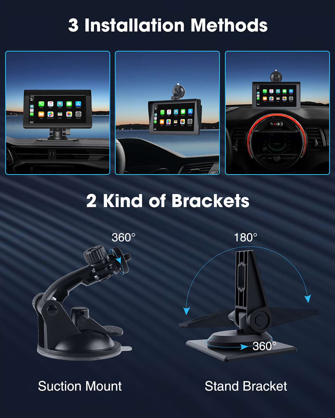 LAMTTO Carplay RC04 7 Zoll Display Wireless + Rückfahrkamera