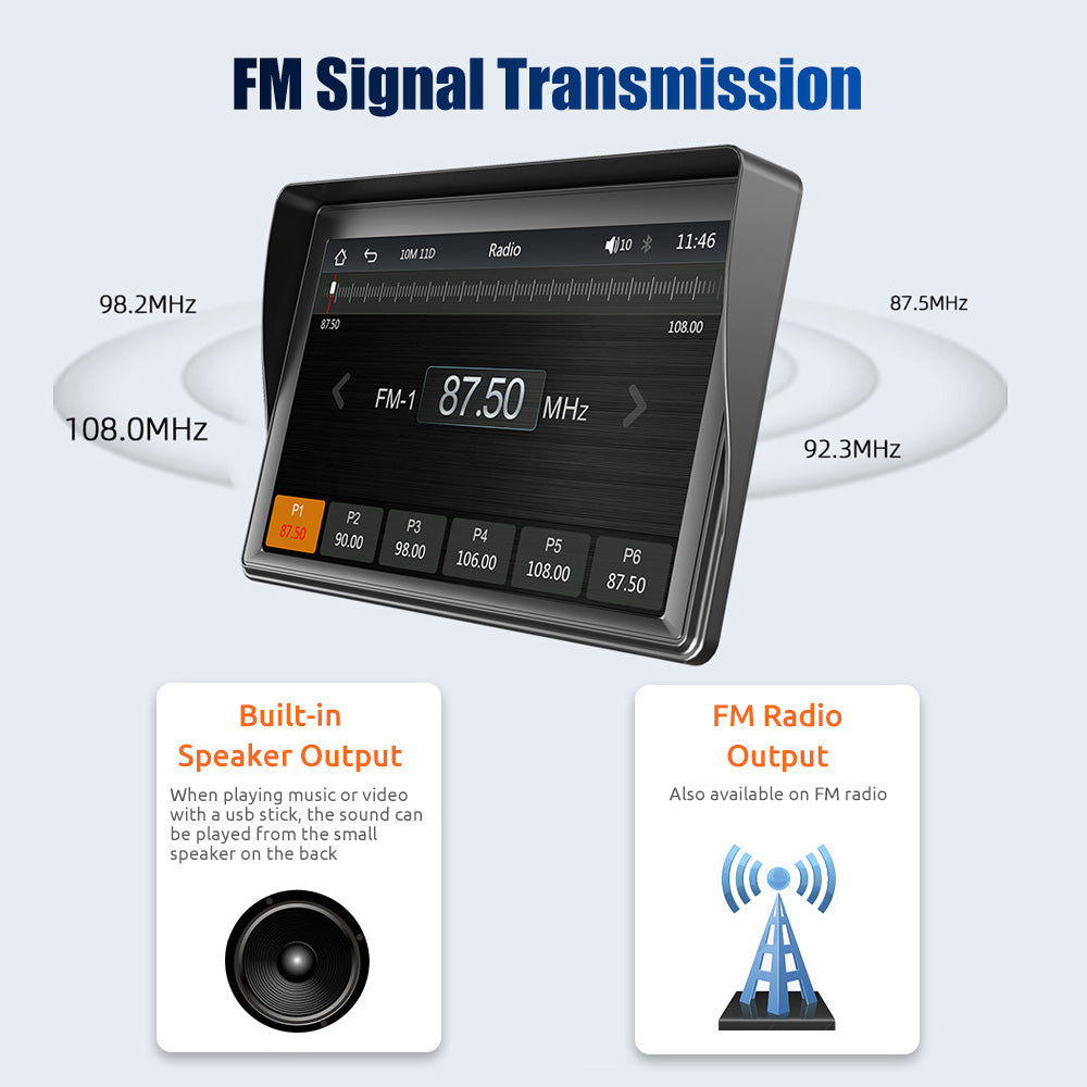 ESSGOO Portable CarPlay CarPlay-Display 7 Zoll kabellos Bluetooth FM