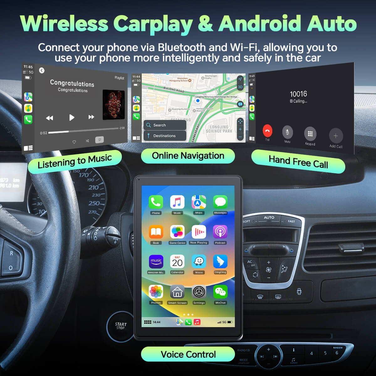 LAMTTO RC17 CarPlay-Display 8 Zoll Smart mit Halterung