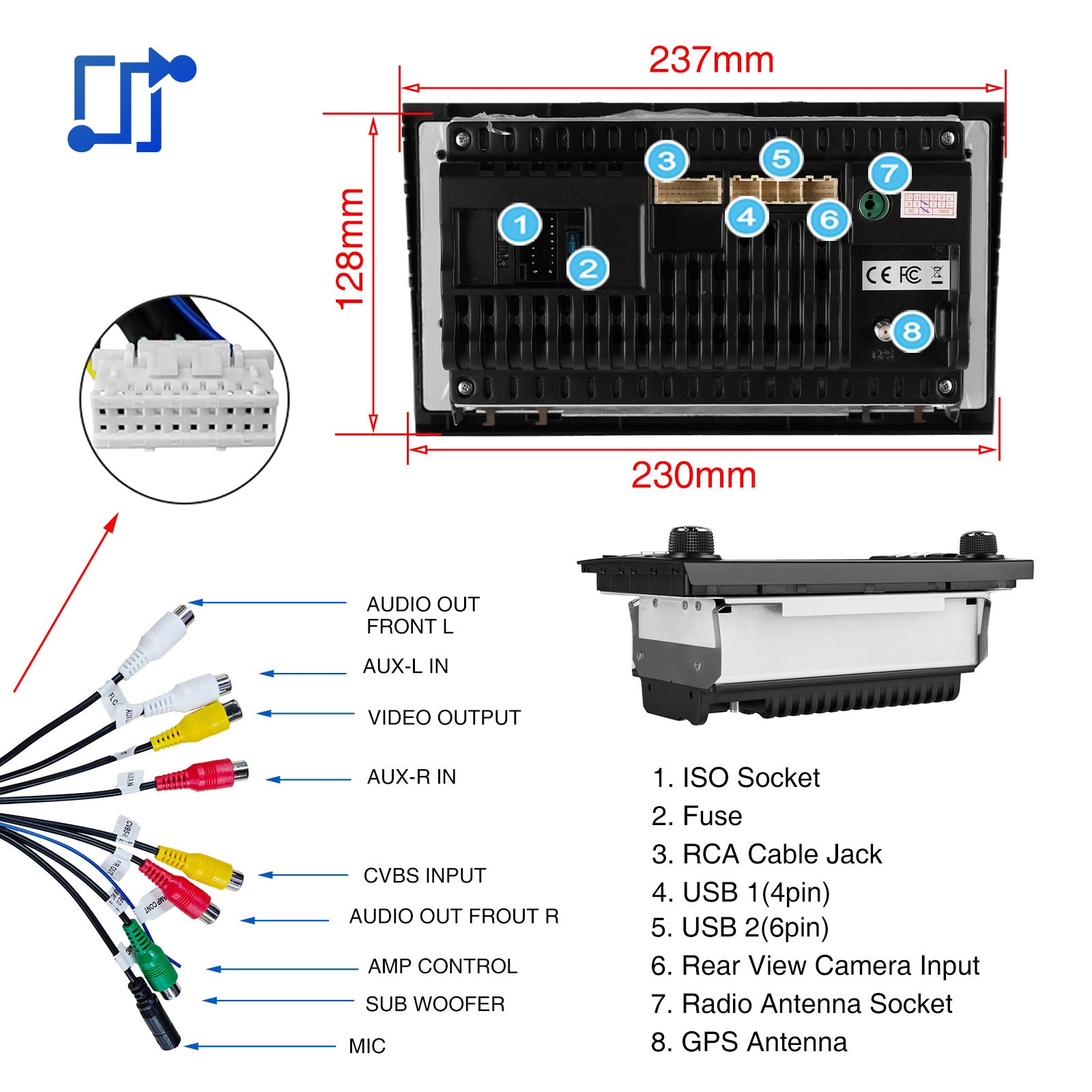 ESSGOO Car Stereo AR7001 MP5 Autoradio 7 Zoll für Audi A4