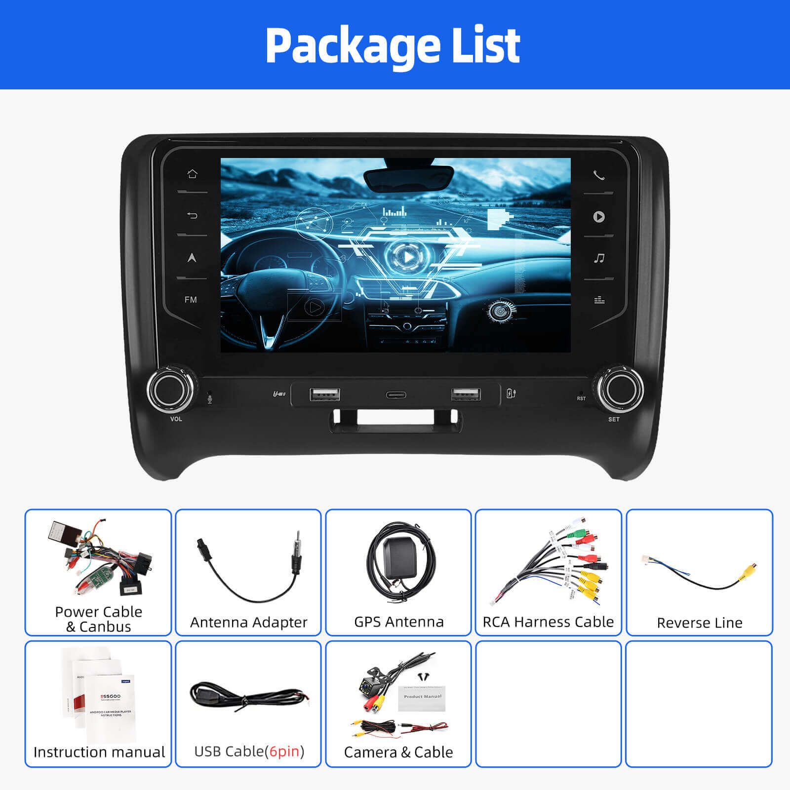 ESSGOO Car Stereo AR7001 Autoradio 7 Zoll Audi TT 8J