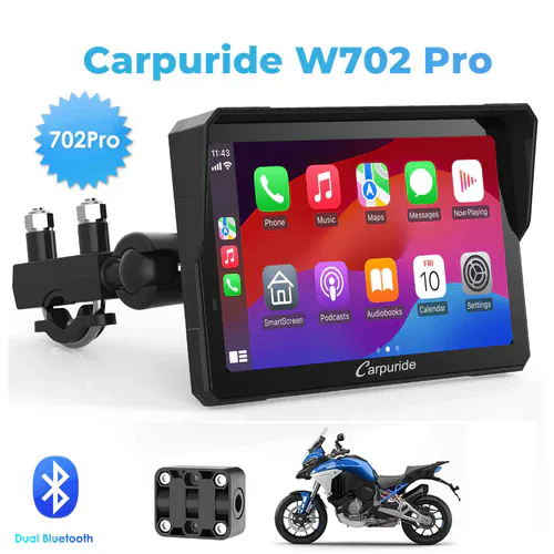 Carpuride Motorcycle Smart Stereo W502 Pro CarPlay-Display wasserdicht