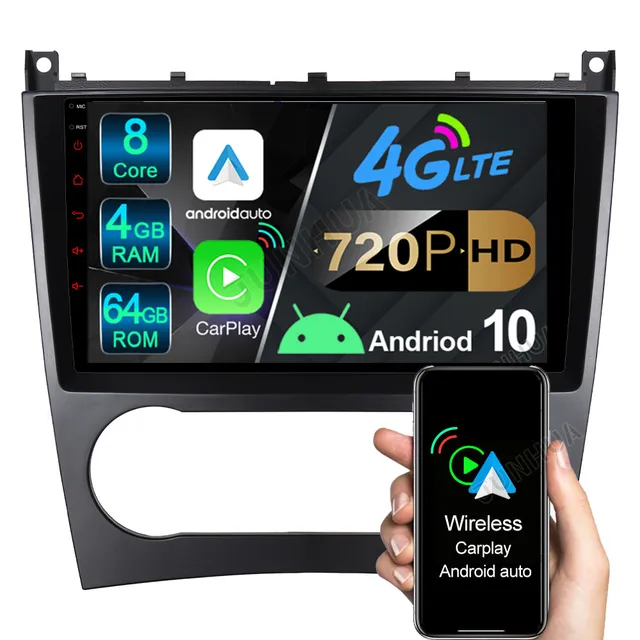 A-Sure GPS 9 Zoll Autoradio für W203 mit Carplay 4+64GB