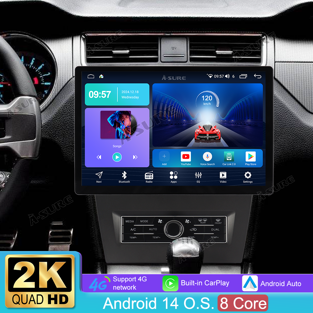 A-Sure GPS 13,1" Android 14 Autoradio Ford Mustang 2010-2014 4+64GB