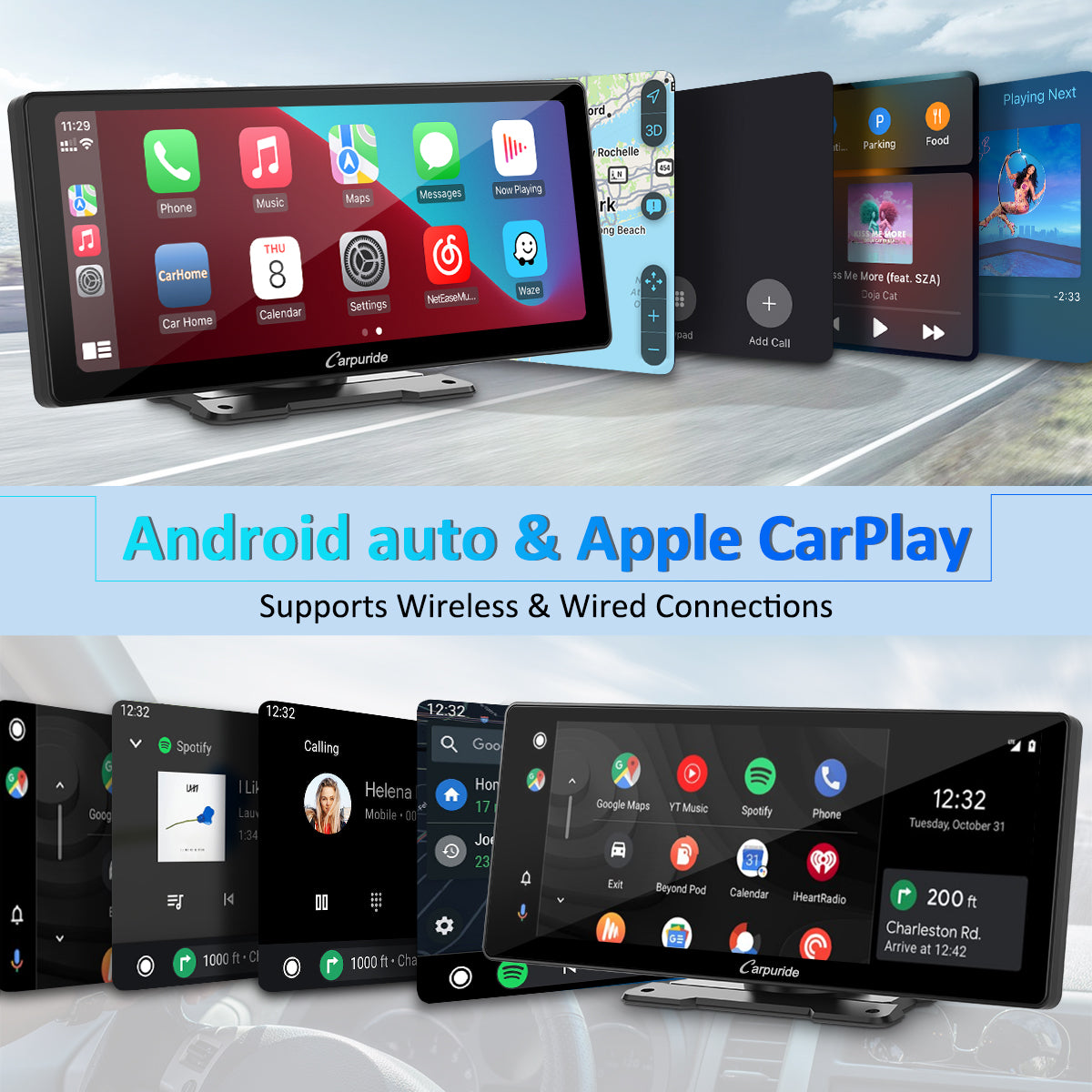 Carpuride W103 CarPlay-Display 10,3 Zoll mit Rückfahrkamera
