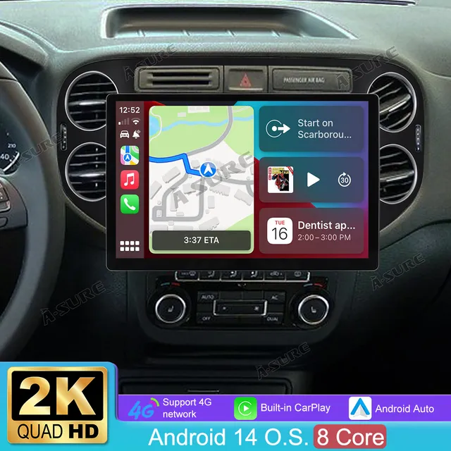 A-Sure GPS Autoradio VW Tiguan CarPlay 4+64GB 13,1 Zoll