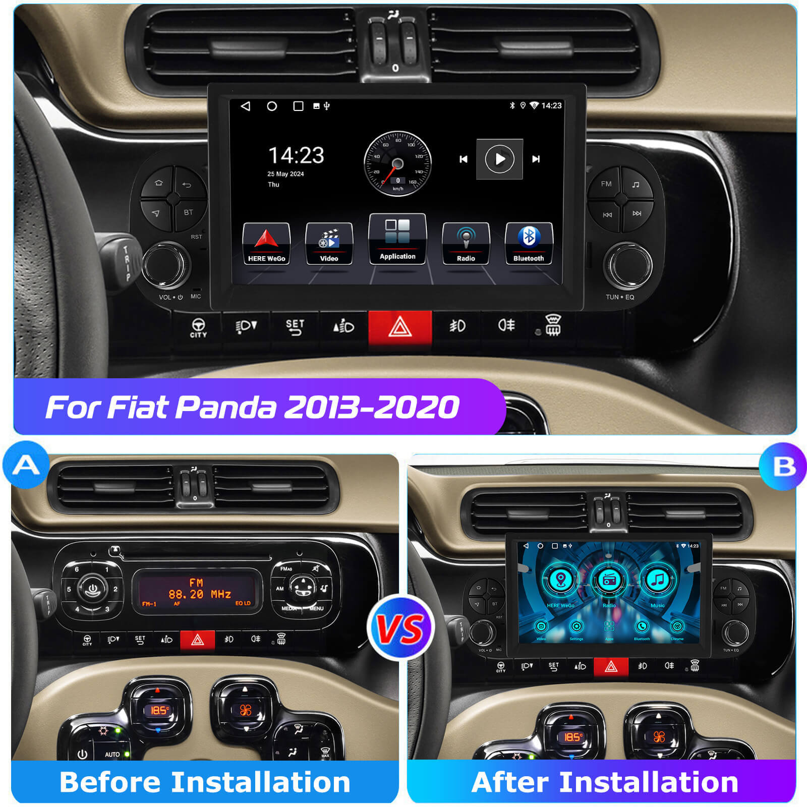 ESSGOO Car Stereo AR7001 Autoradio 7 Zoll Fiat Panda