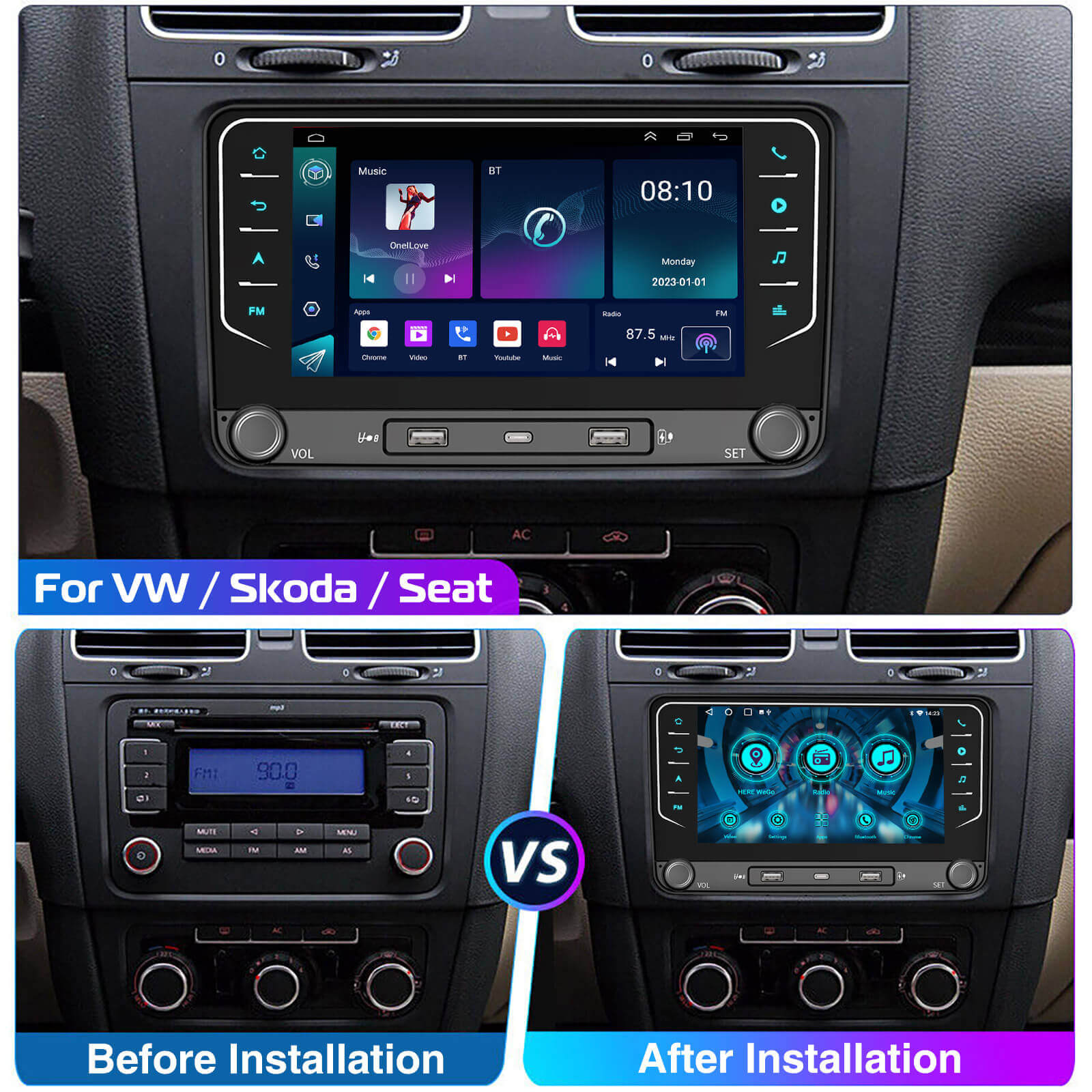 ESSGOO Car Stereo AR7002 Android Autoradio für VW 7 Zoll