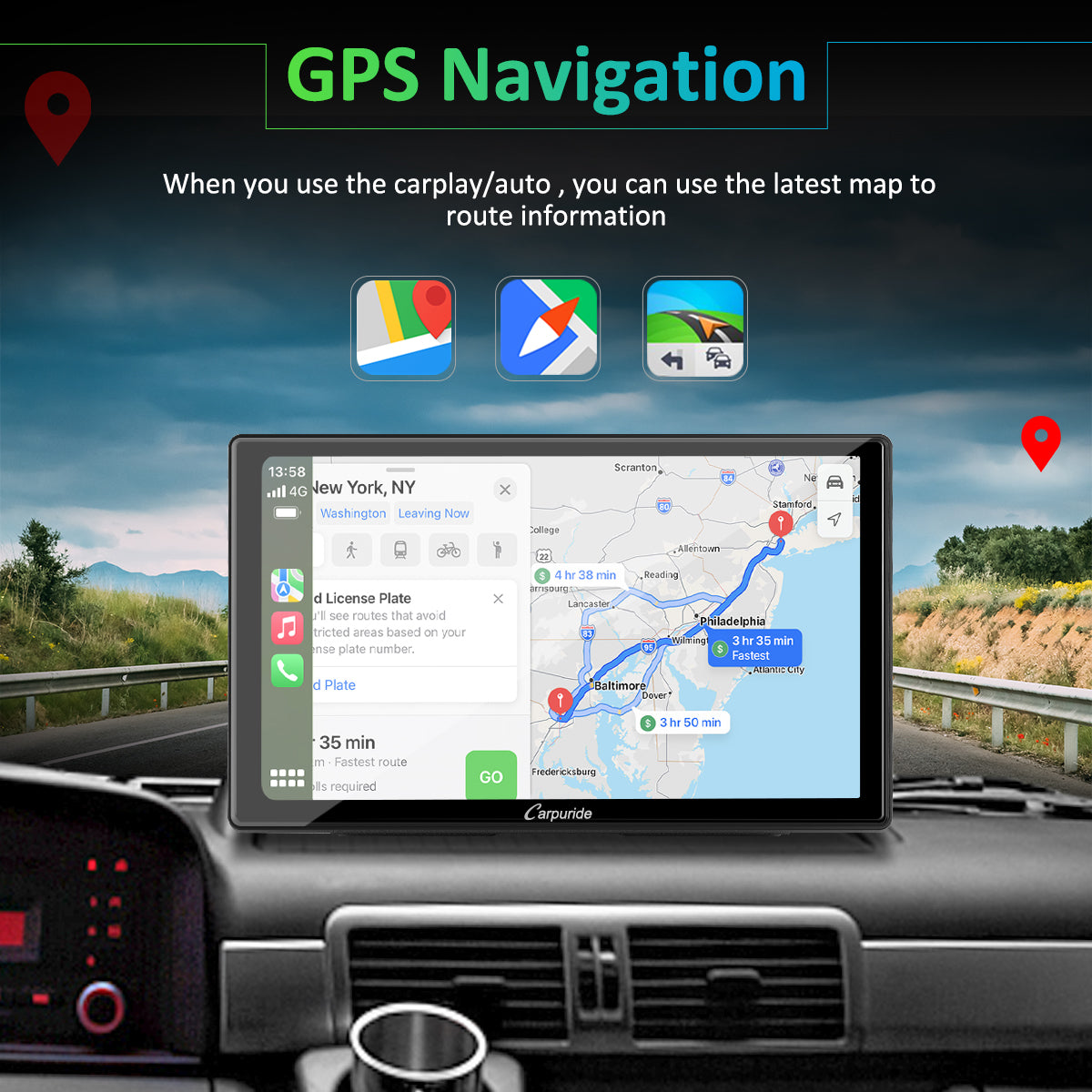 Carpuride Car Smart Stereo 9 Zoll CarPlay-Display Wireless Lichtsensor