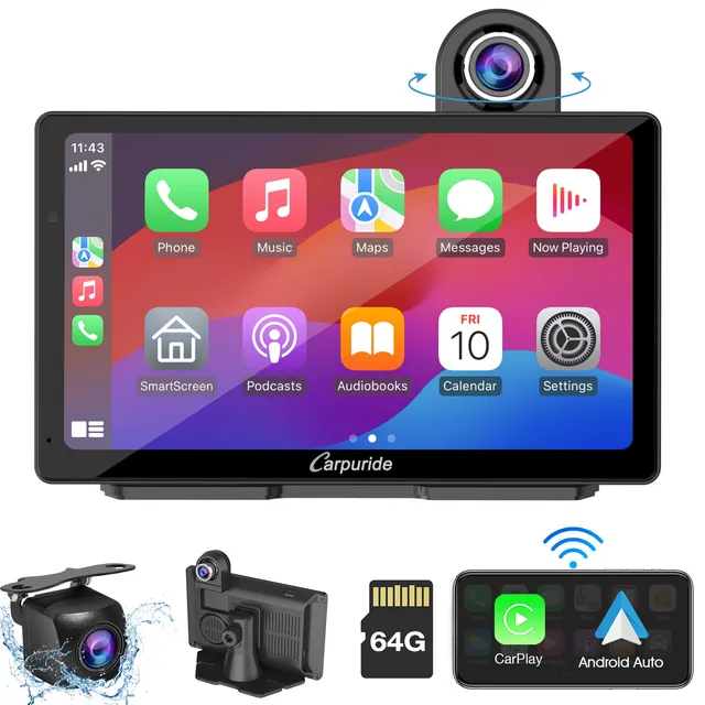 Carpuride W703 7 Zoll CarPlay-Display mit Dashcam DVR