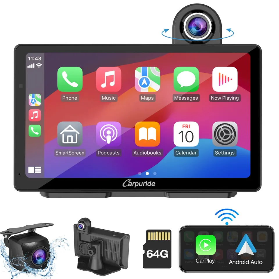 Carpuride W703 7 Zoll CarPlay-Display mit Dashcam DVR