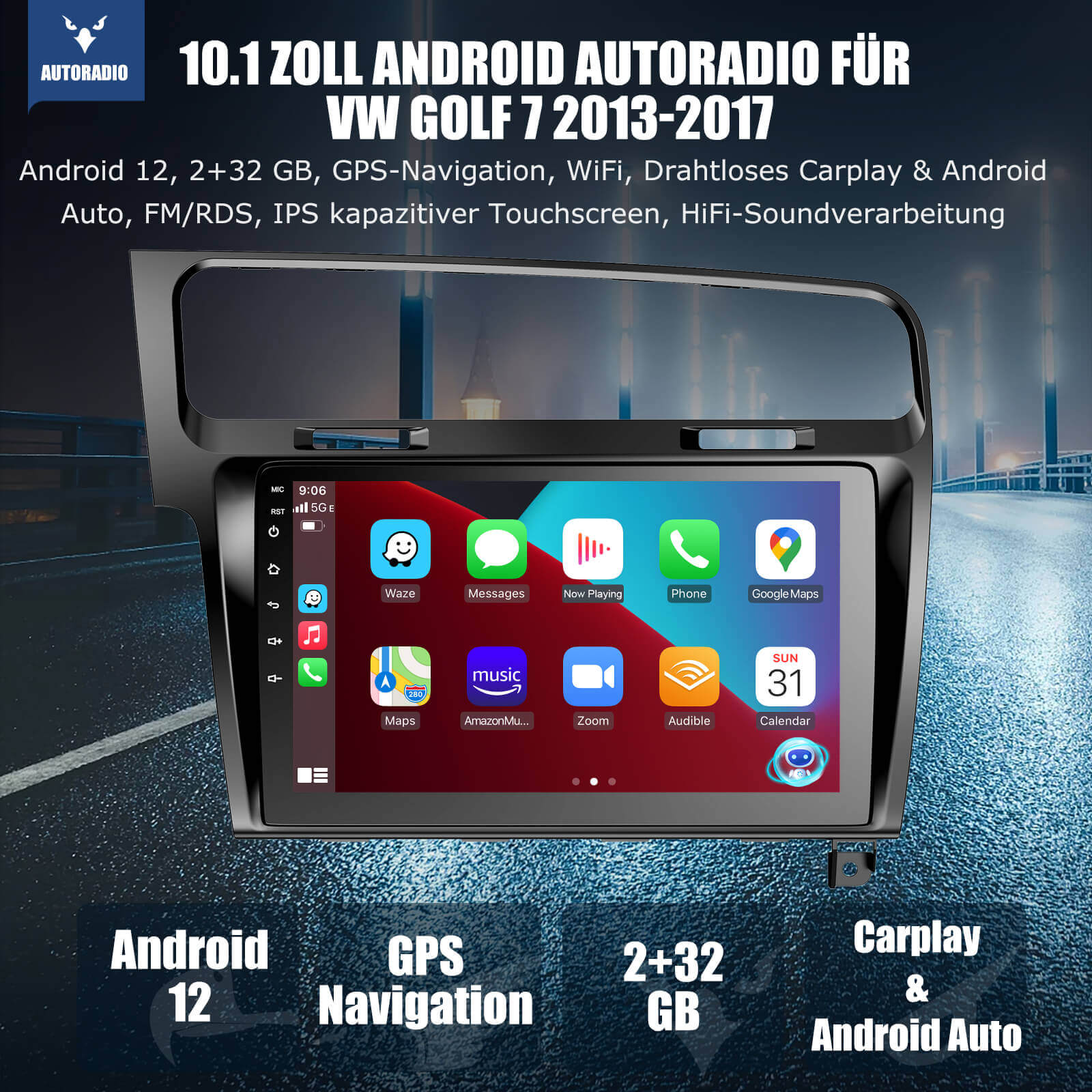 ESSGOO Car Stereo Golf 7 Autoradio 10 Zoll Standard Touchscreen