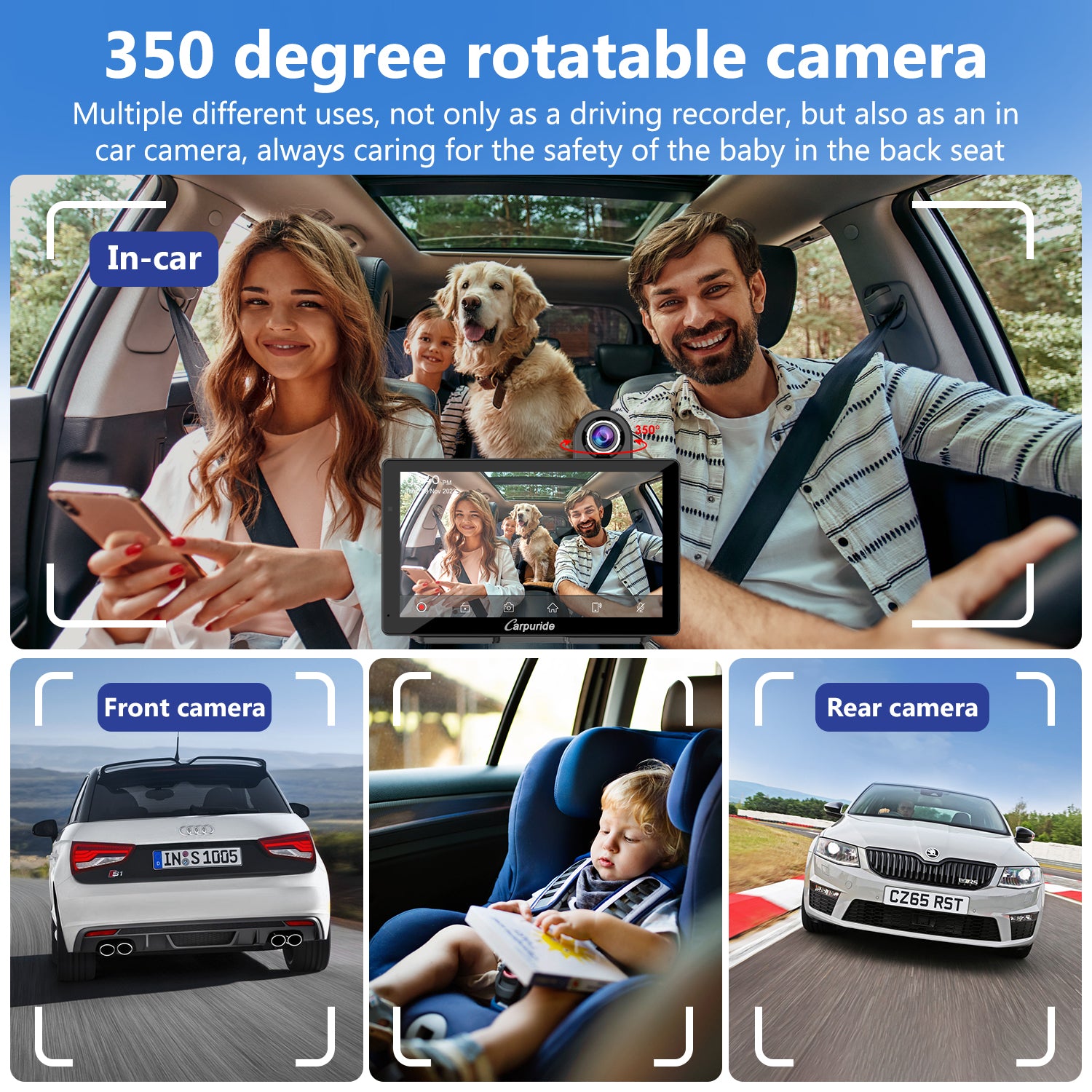 Carpuride W703 7 Zoll CarPlay-Display mit Dashcam DVR