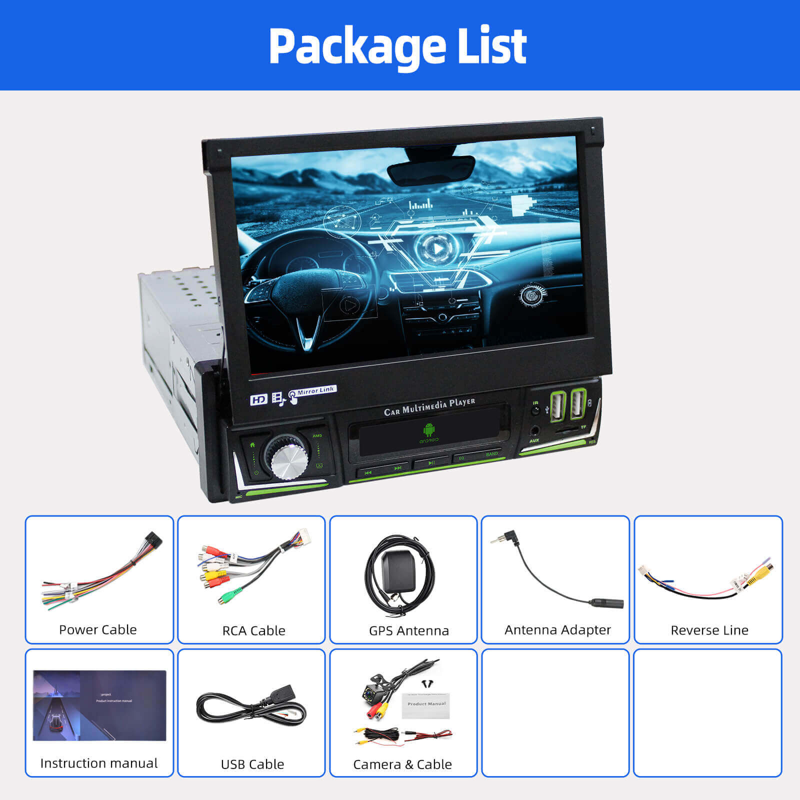 ESSGOO Car Stereo AR7006 1-DIN Autoradio 7 Zoll Touch