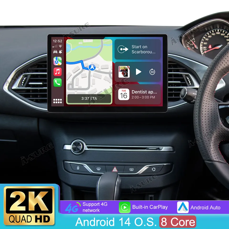 A-Sure GPS car radios Peugeot 308 T9 Autoradio 13,1 Zoll 4+64GB