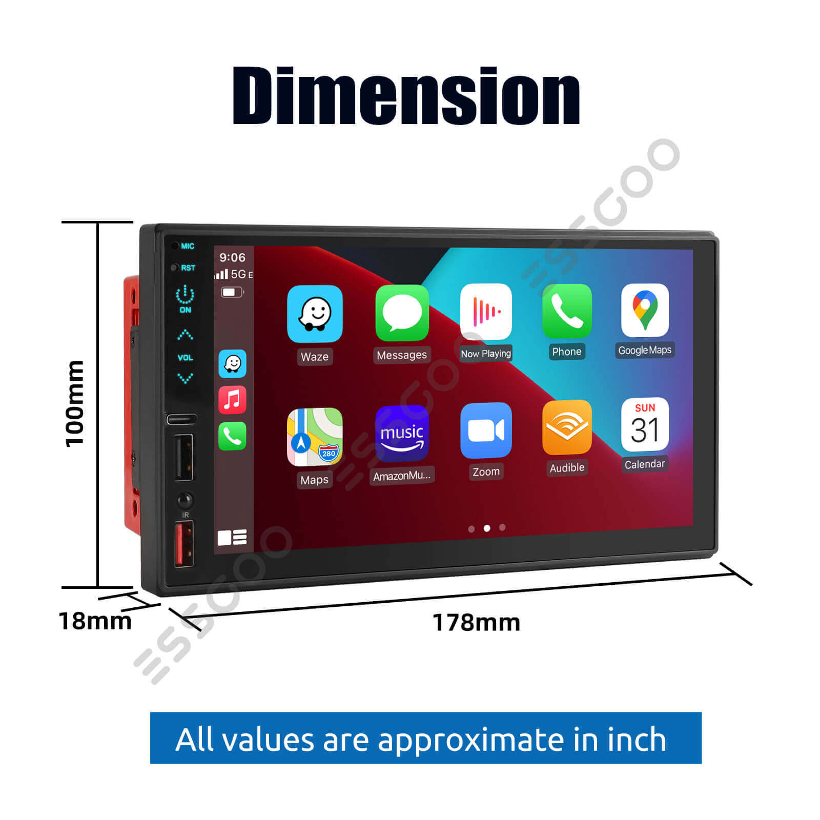 ESSGOO Car Stereo FS02W 2-DIN Autoradio 7 Zoll mit CarPlay