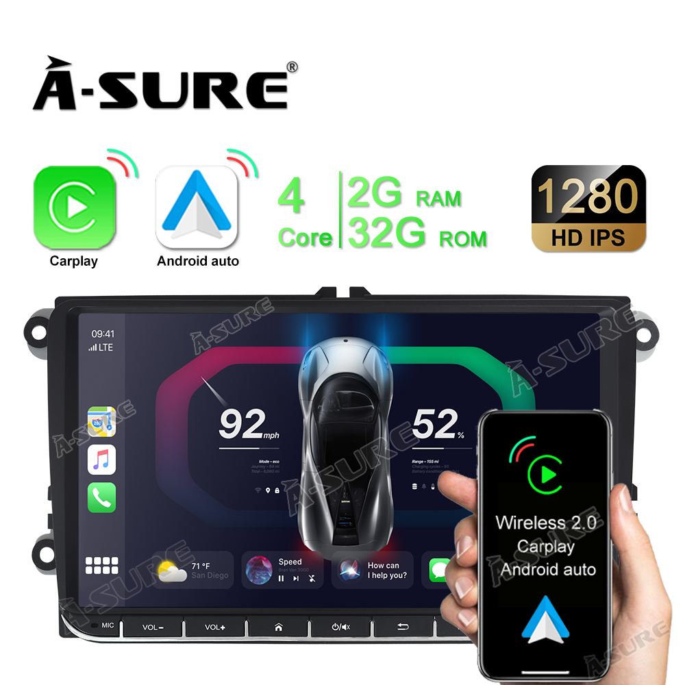 A-Sure GPS car radios VW Golf Autoradio 9 Zoll 2+32GB