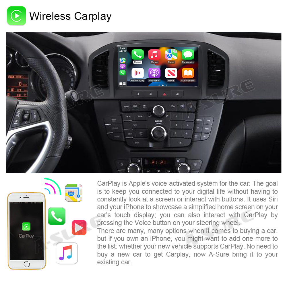 A-Sure GPS Autoradio Opel Insignia 9 Zoll 2+32GB CarPlay