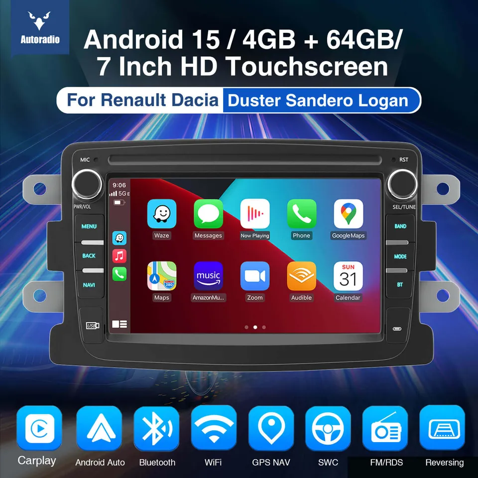 ESSGOO AR7001 7 Zoll Autoradio Android 15 für Renault Dacia