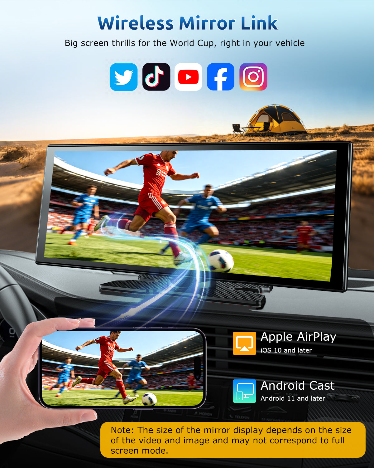 ESSGOO E72 11,3 Zoll CarPlay Display mit 4K Dashcam Standard