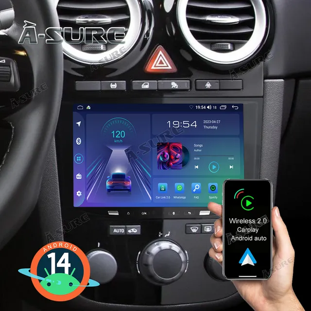 A-Sure GPS Autoradio Opel 8-Zoll 64GB Android 15 schwarz