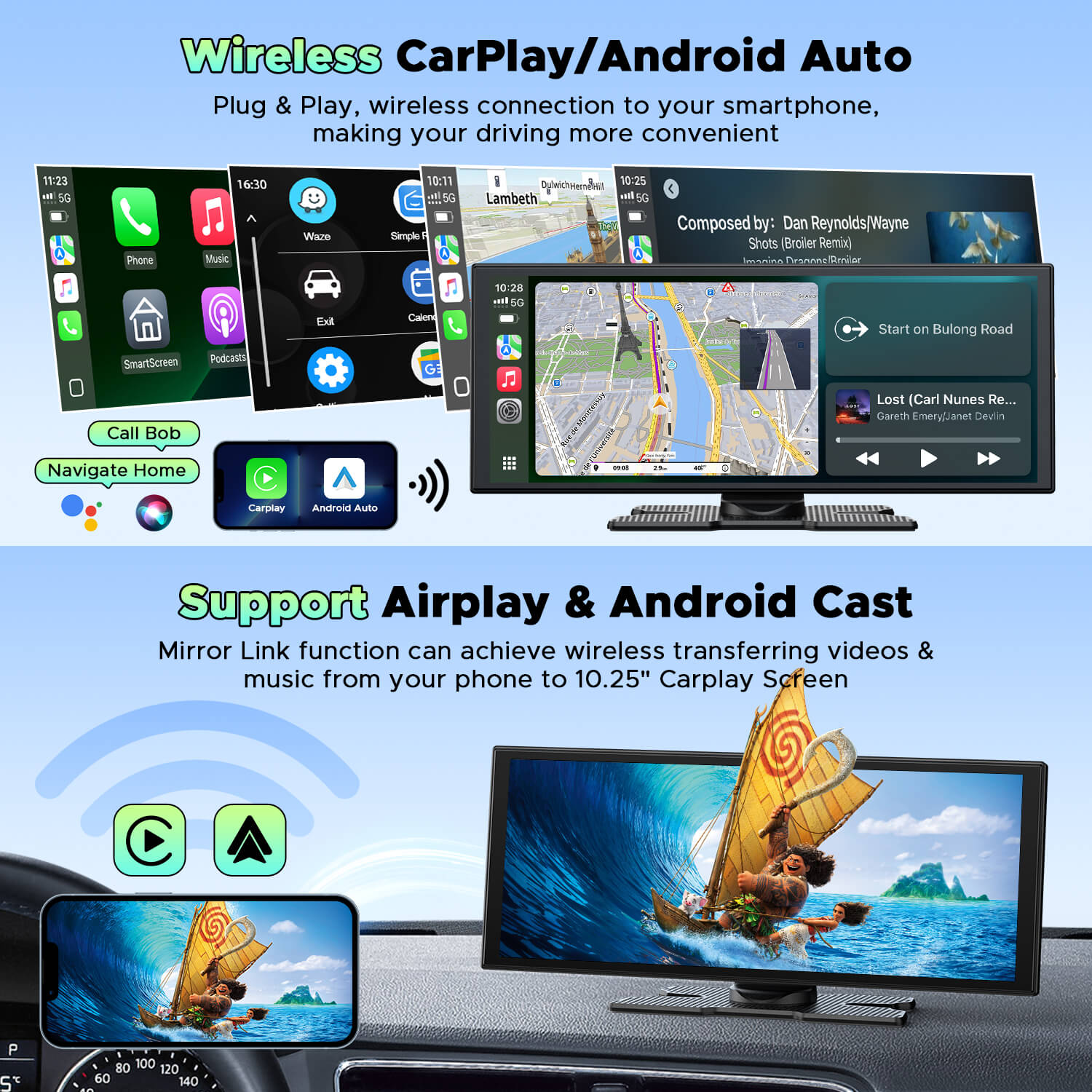 LAMTTO Carplay RC28 10,25 Zoll CarPlay-Display 2.5K Dashcam