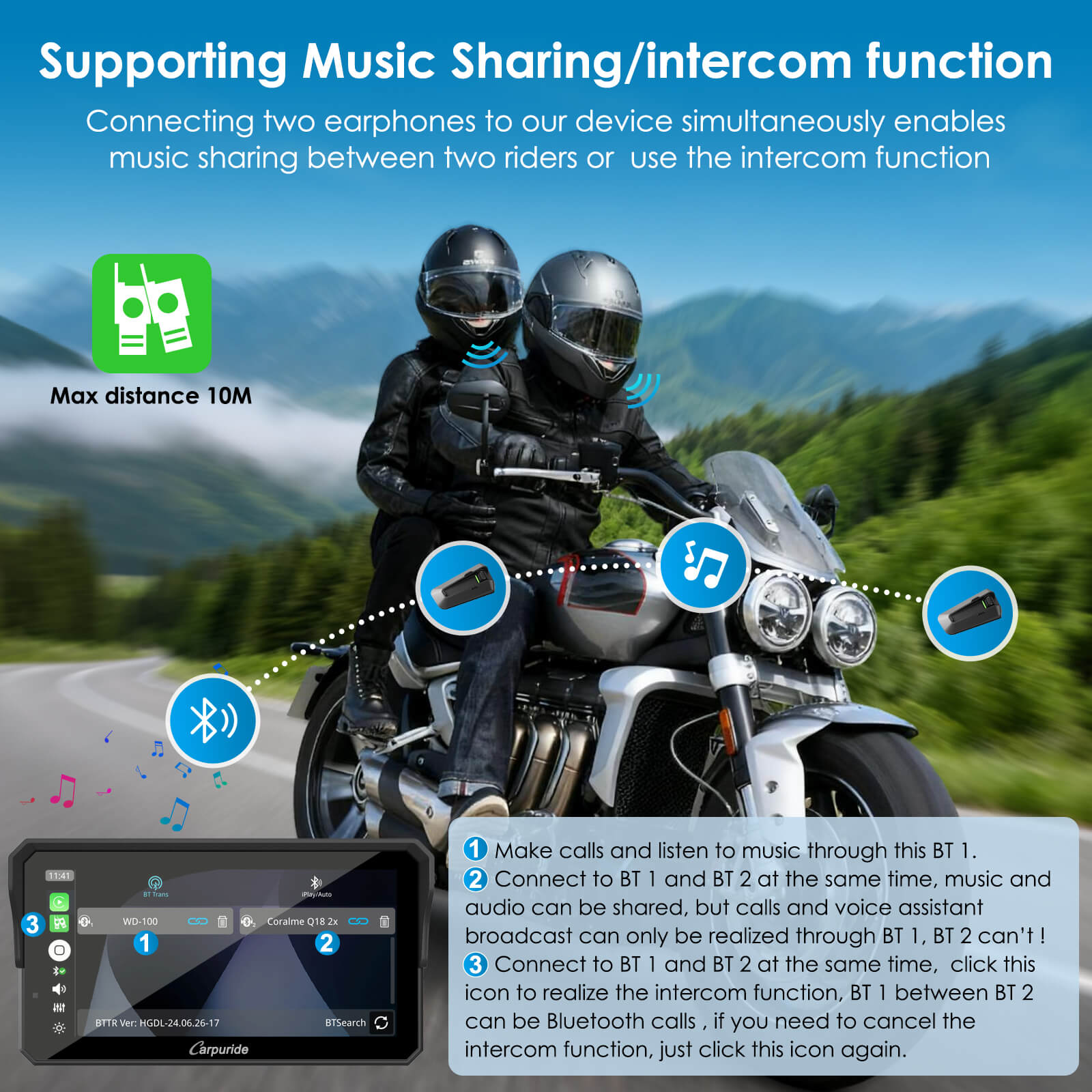 Carpuride W602S Pro CarPlay-Display 6 Zoll Motorrad ohne TPMS