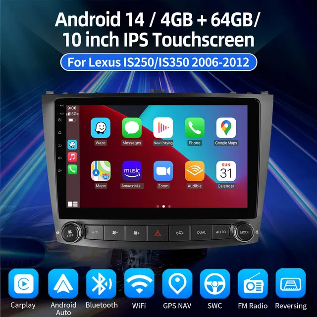 ESSGOO Car Stereo AR1001 Autoradio 10 Zoll für Lexus IS Android 14
