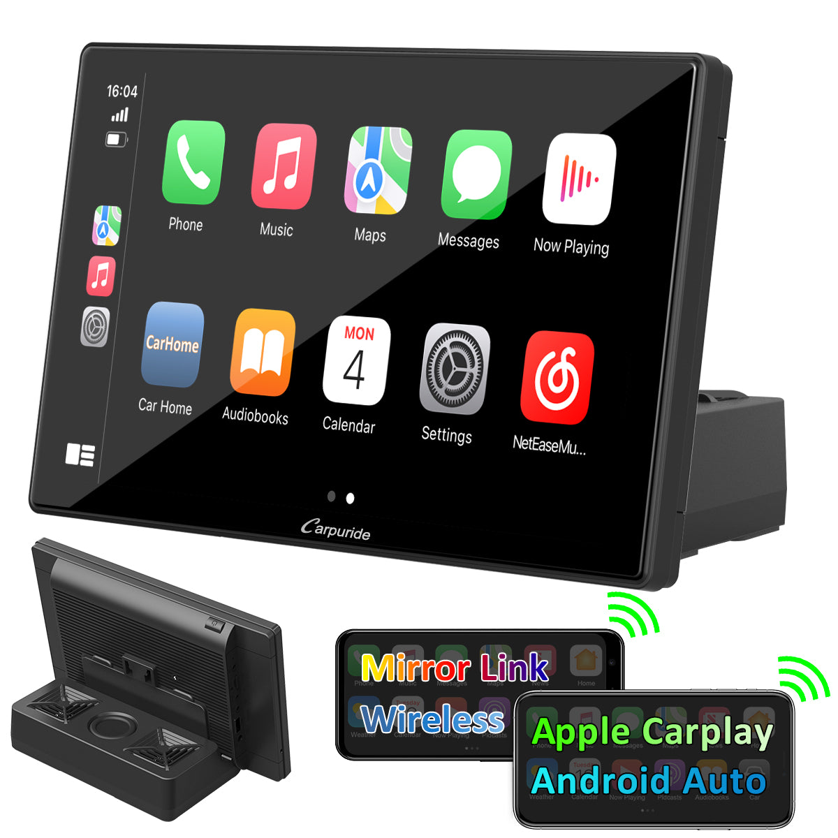 Carpuride Car Smart Stereo 9 Zoll CarPlay-Display Wireless Lichtsensor