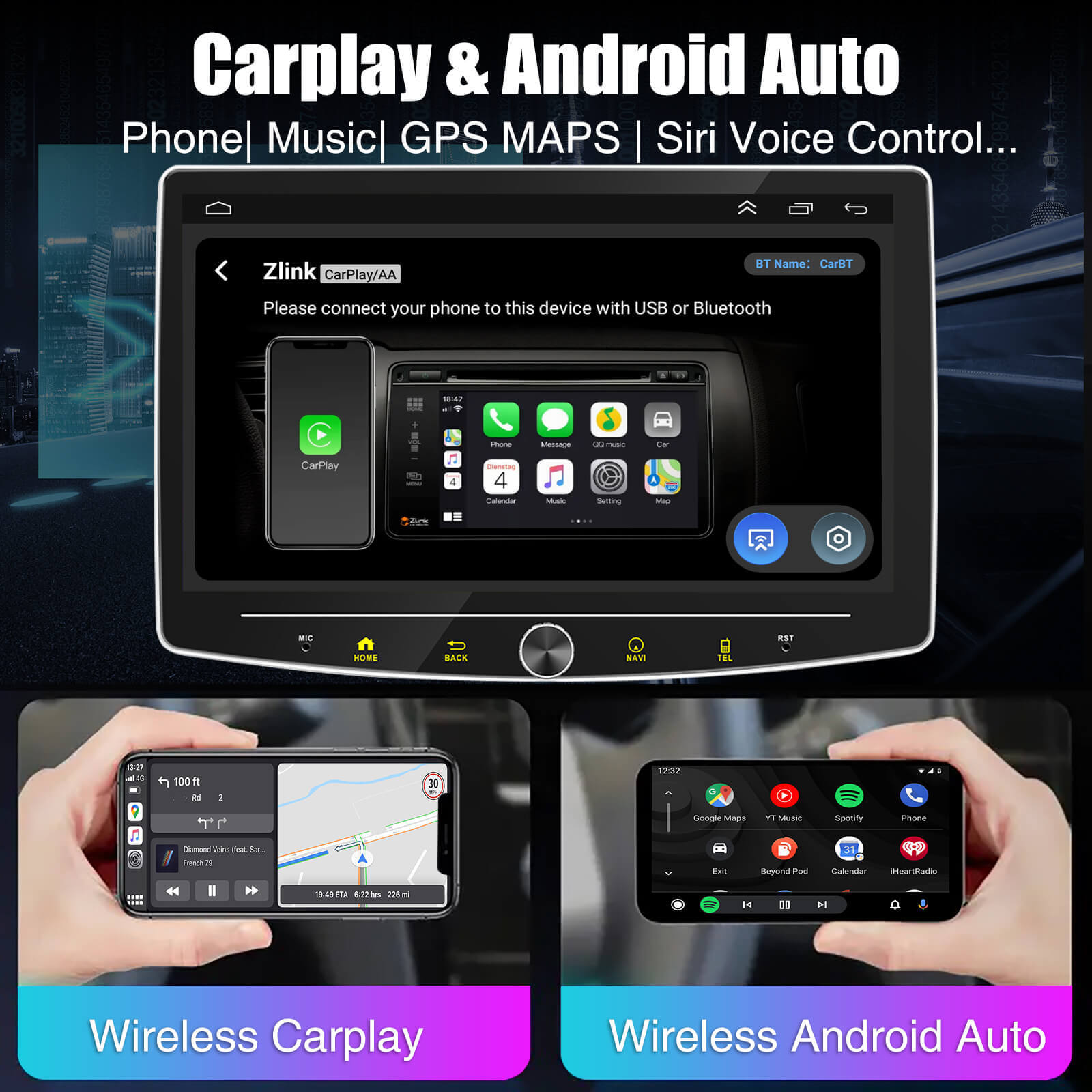 ESSGOO AR1001 1-DIN Autoradio mit Drehknopf DAB+