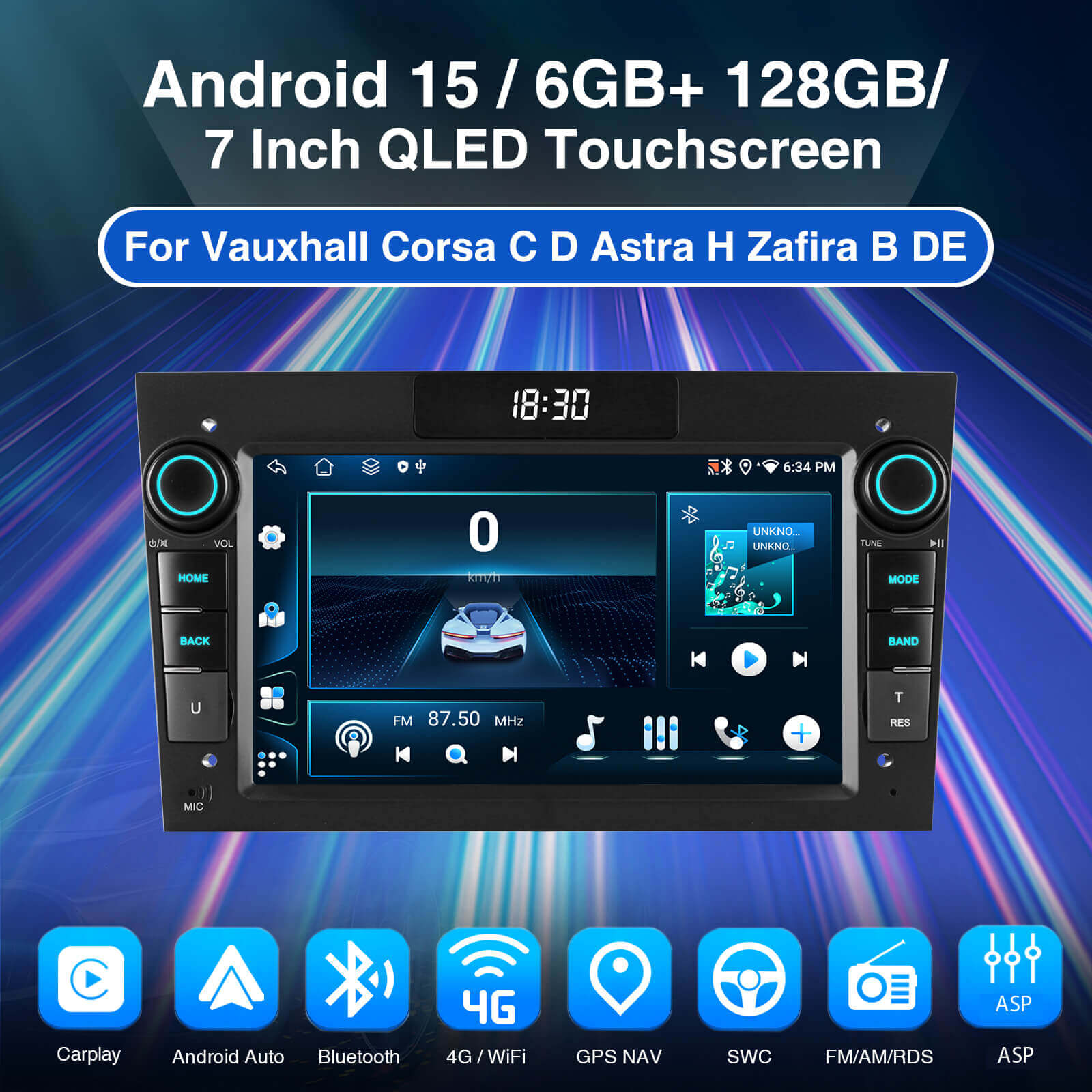 ESSGOO Car Stereo AZ0001 Autoradio 7 Zoll QLED für Opel