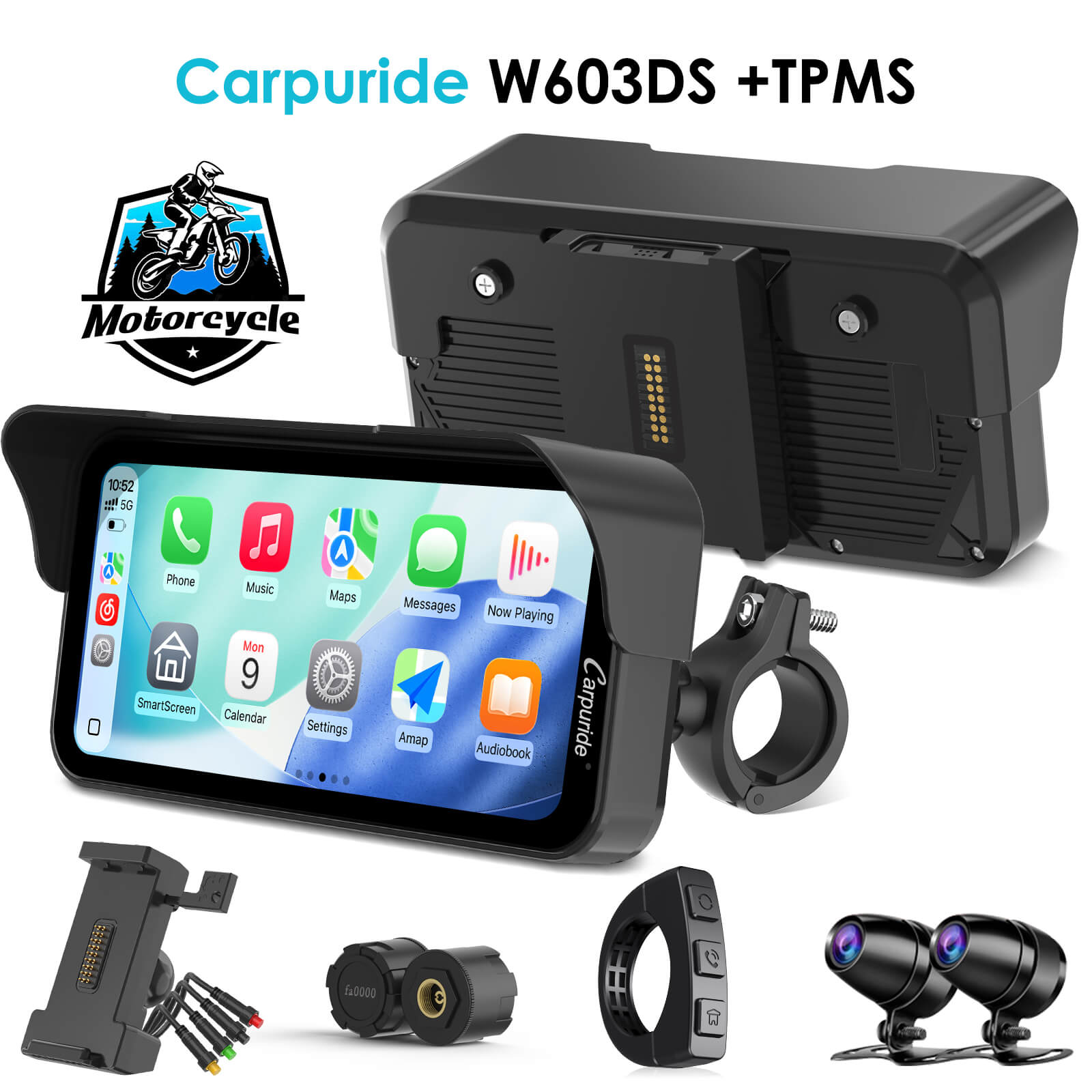 Carpuride Motorcycle Smart Stereo W603DS Motorrad-Display 6,3 Zoll