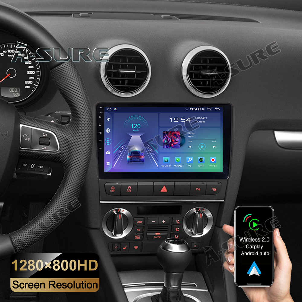 A-Sure GPS Audi A3 8P Autoradio 7 Zoll 2+32GB CarPlay