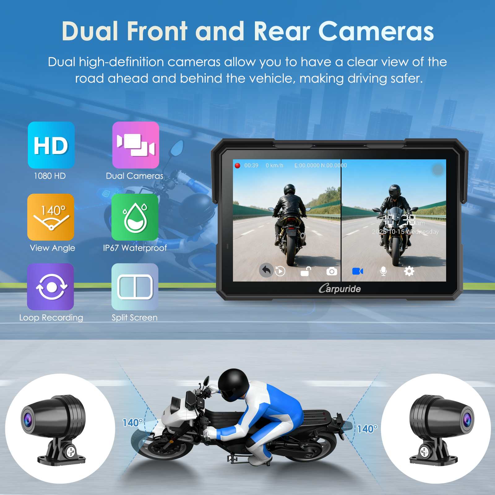 Carpuride W702 Plus Motorrad Display 7 Zoll CarPlay GPS
