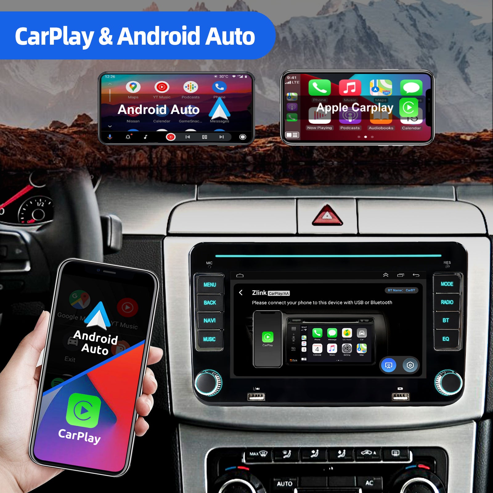 ESSGOO Car Stereo AR7002 7 Zoll Android Autoradio für Volkswagen