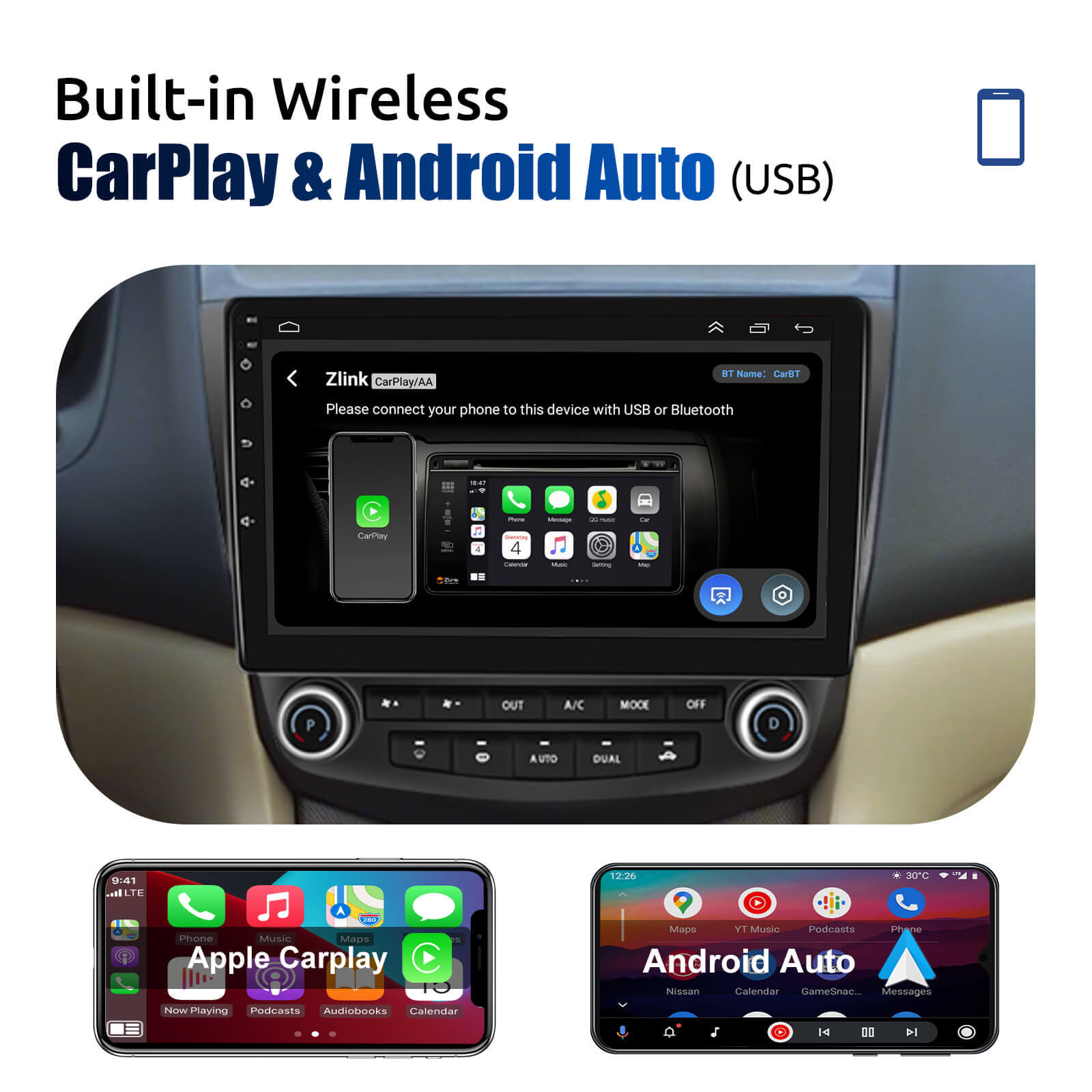 ESSGOO Car Stereo Honda Accord Autoradio 10 Zoll Standard