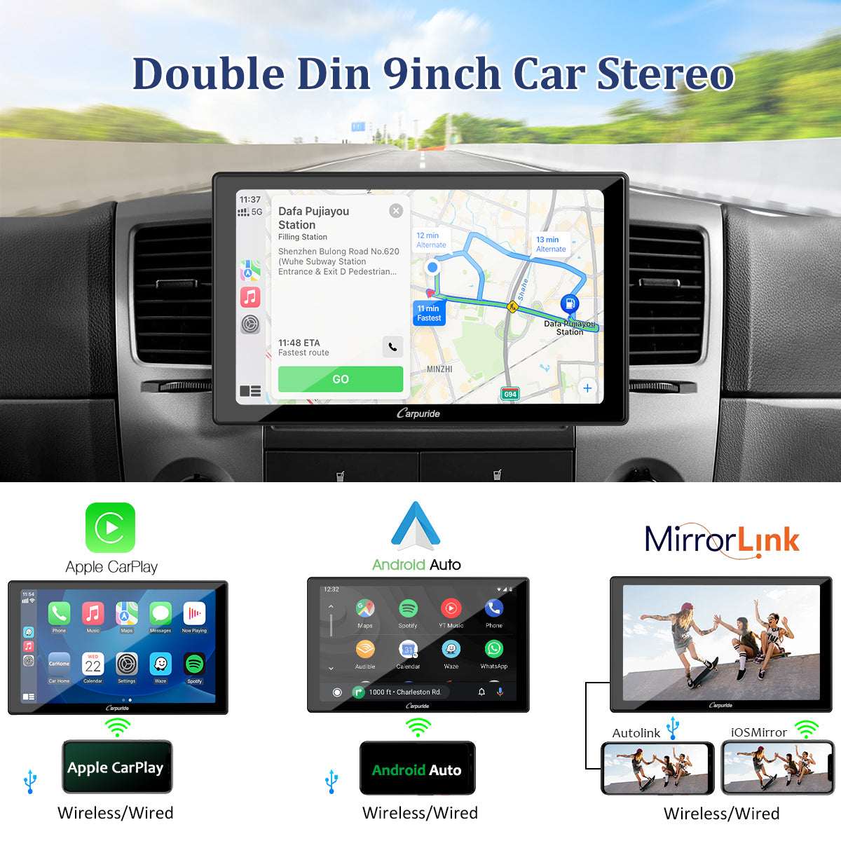 Carpuride Car Smart Stereo YT09S Autoradio 9-Zoll CarPlay