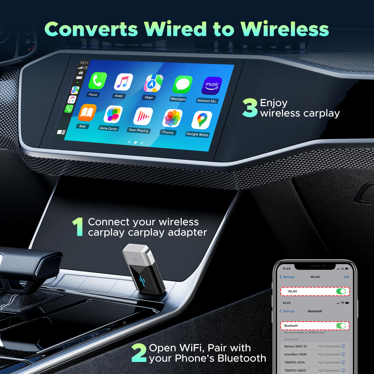 LAMTTO Adapter RC22 Wireless CarPlay 2-in-1 1er Pack