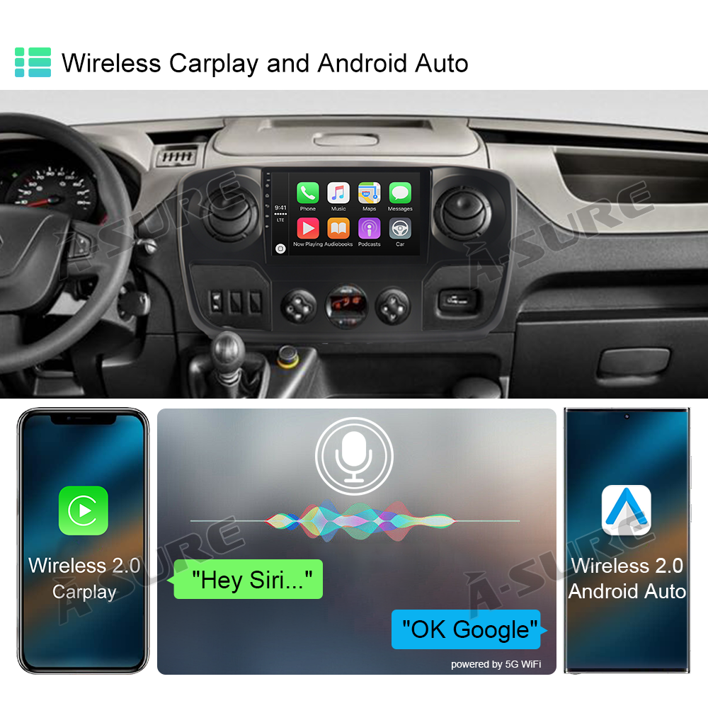 A-Sure GPS Autoradio 9 Zoll Movano Master NV400 Android 4+64GB