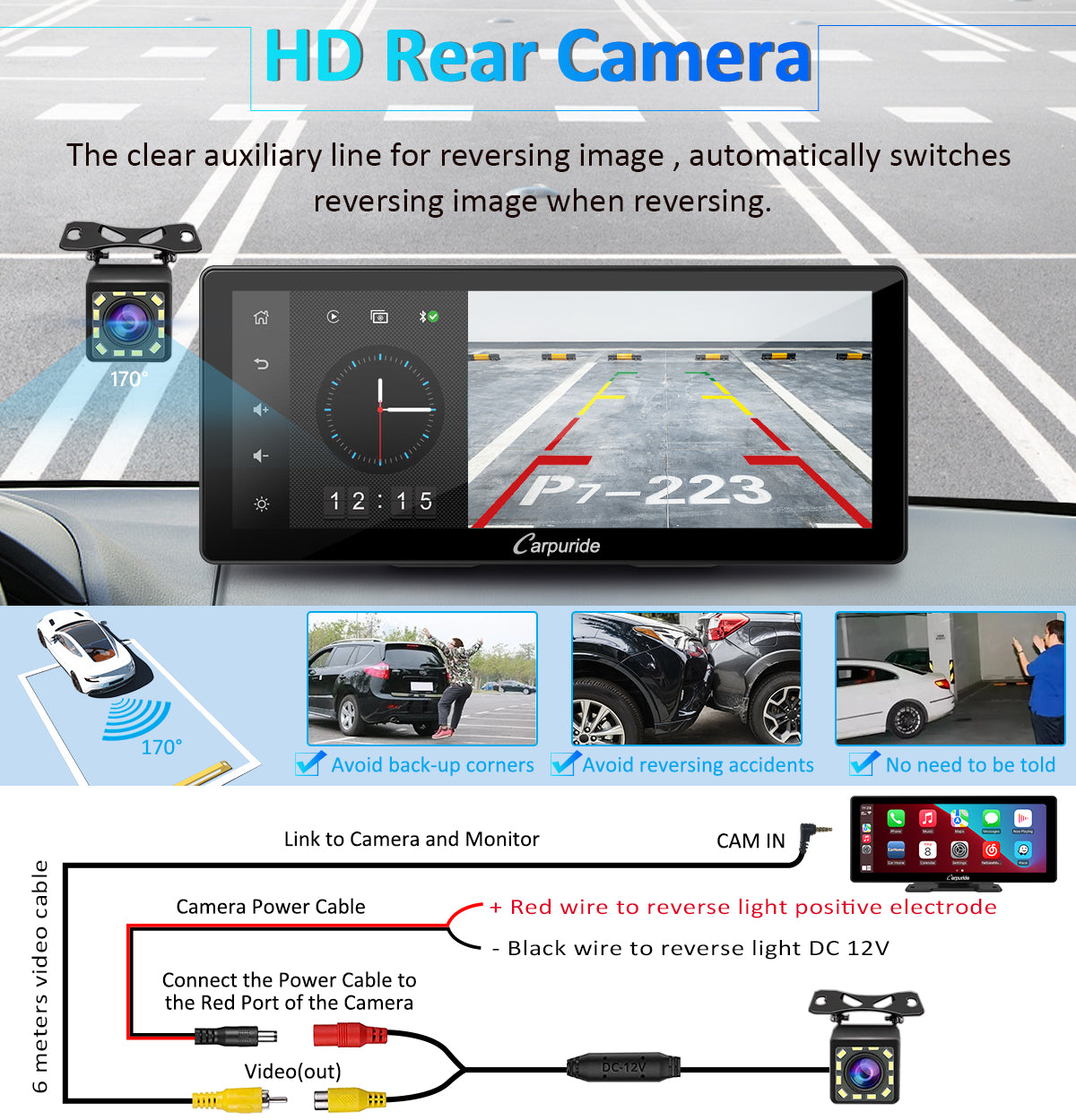 Carpuride W103 CarPlay-Display 10,3 Zoll mit Rückfahrkamera