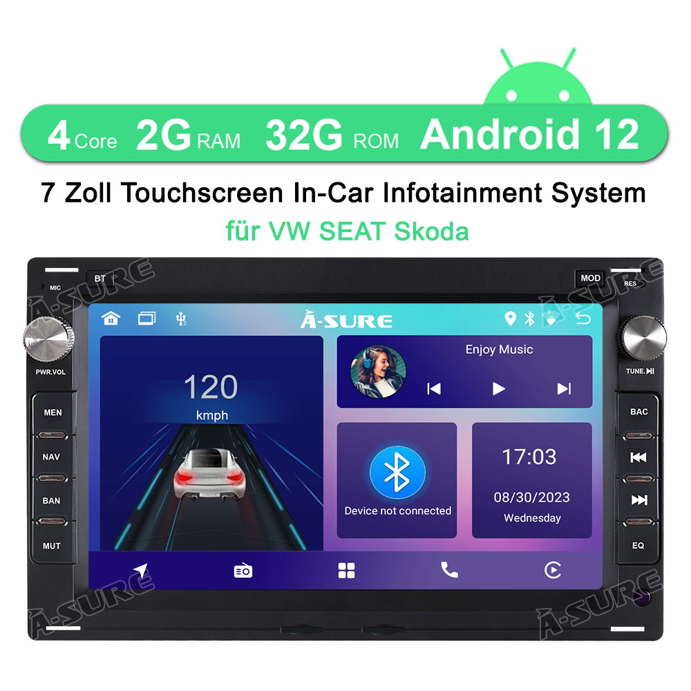 A-Sure GPS Golf 4 Autoradio 7 Zoll Navi WiFi Bluetooth