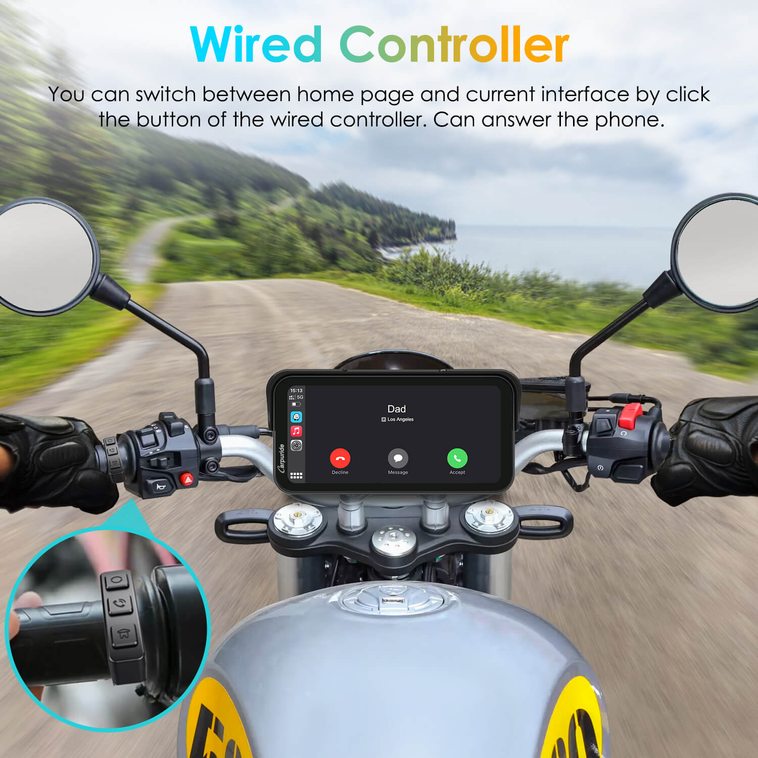 Carpuride W603 Motorrad CarPlay-Display IP67 wasserdicht