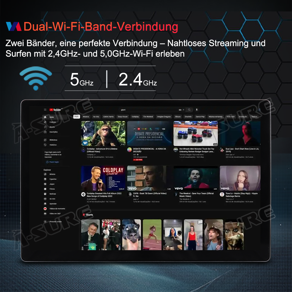A-Sure GPS Autoradio 13,1 Zoll Transit Custom 4+64GB 2K