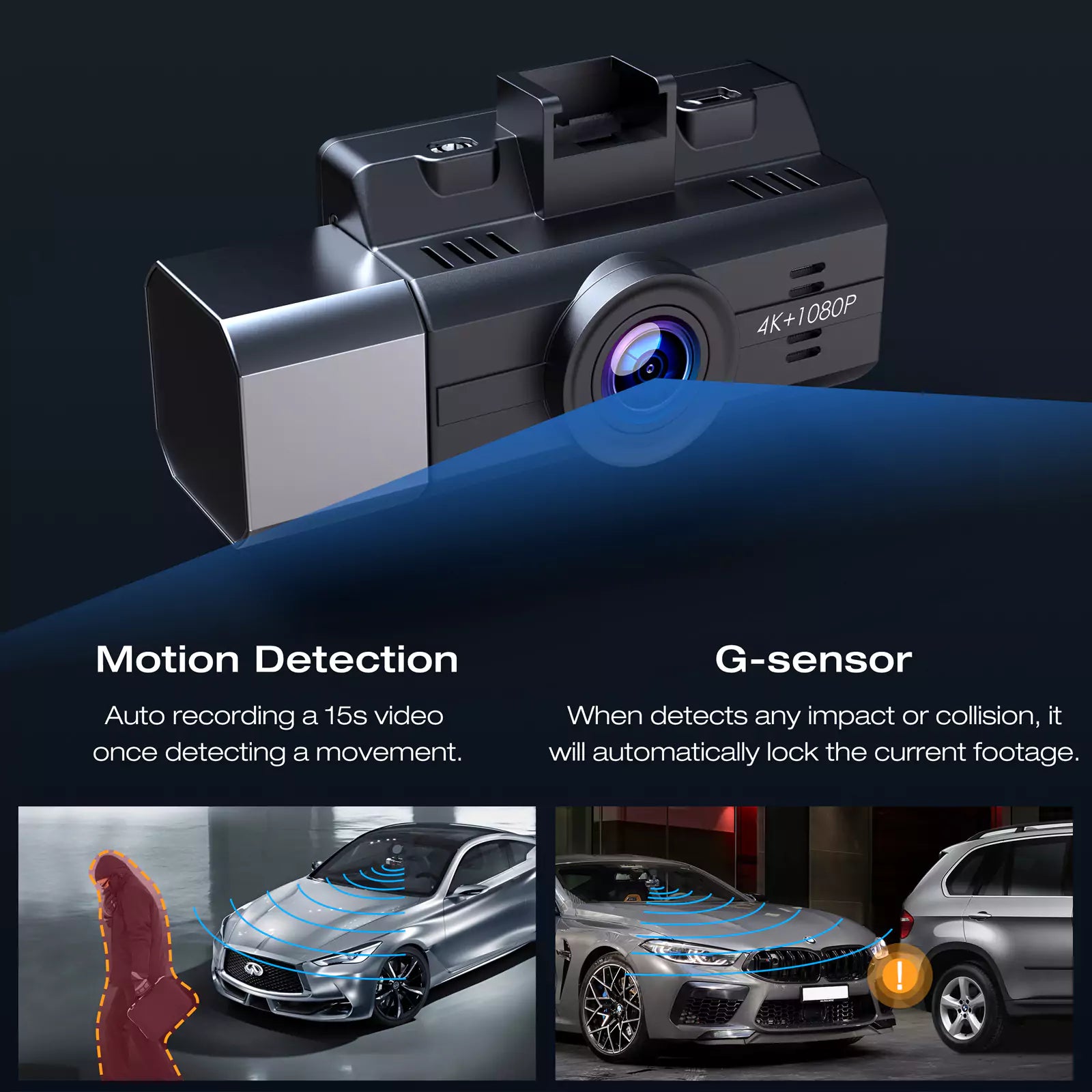 LAMTTO DC40 3-Kanal 4K Dashcam 4K+1080P+1080P mit IR Nachtsicht