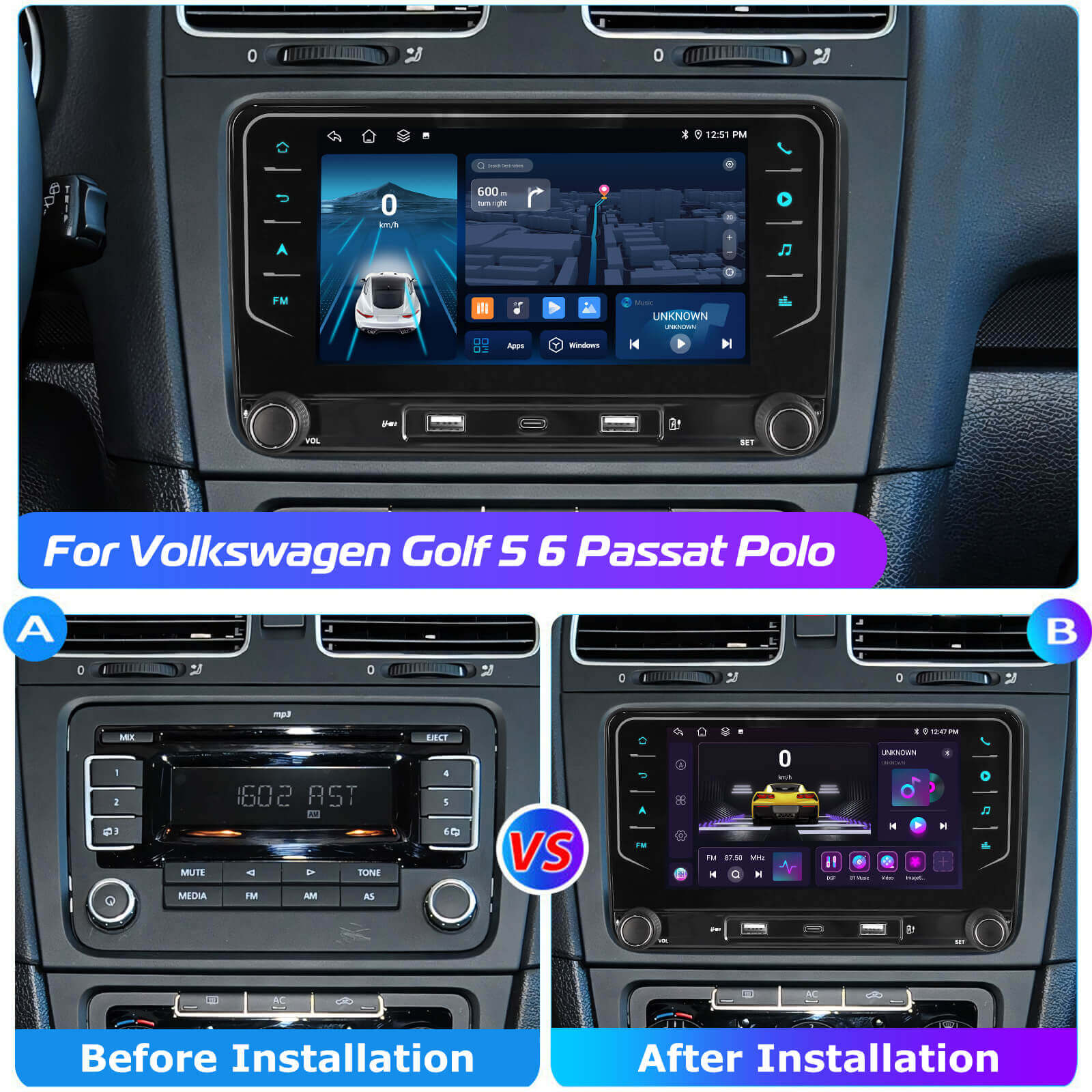 ESSGOO Car Stereo AR7002 7 Zoll IPS MP5 Bluetooth Autoradio