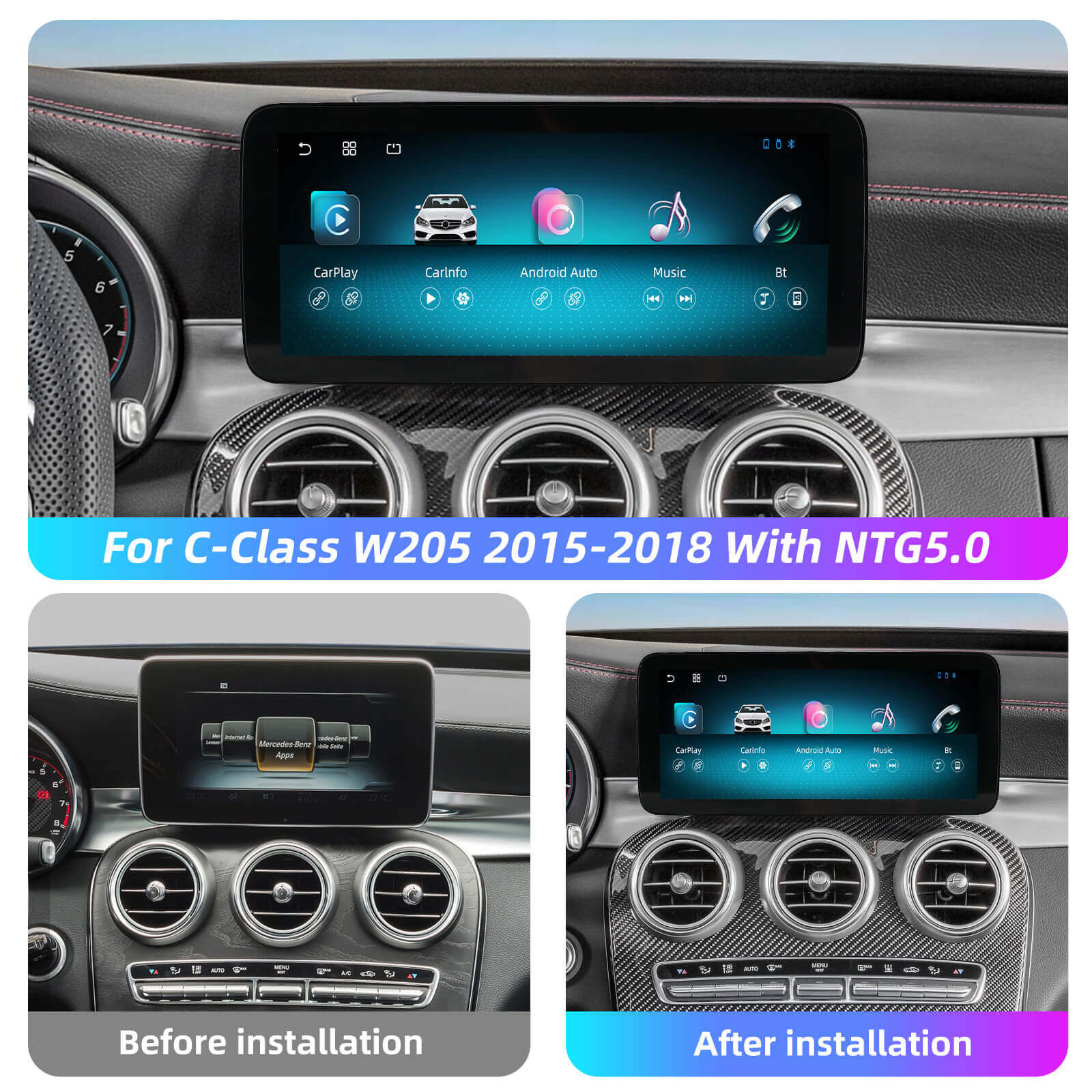 ESSGOO Car Stereo LZ0001 Autoradio C-Klasse W205 10,25 Zoll
