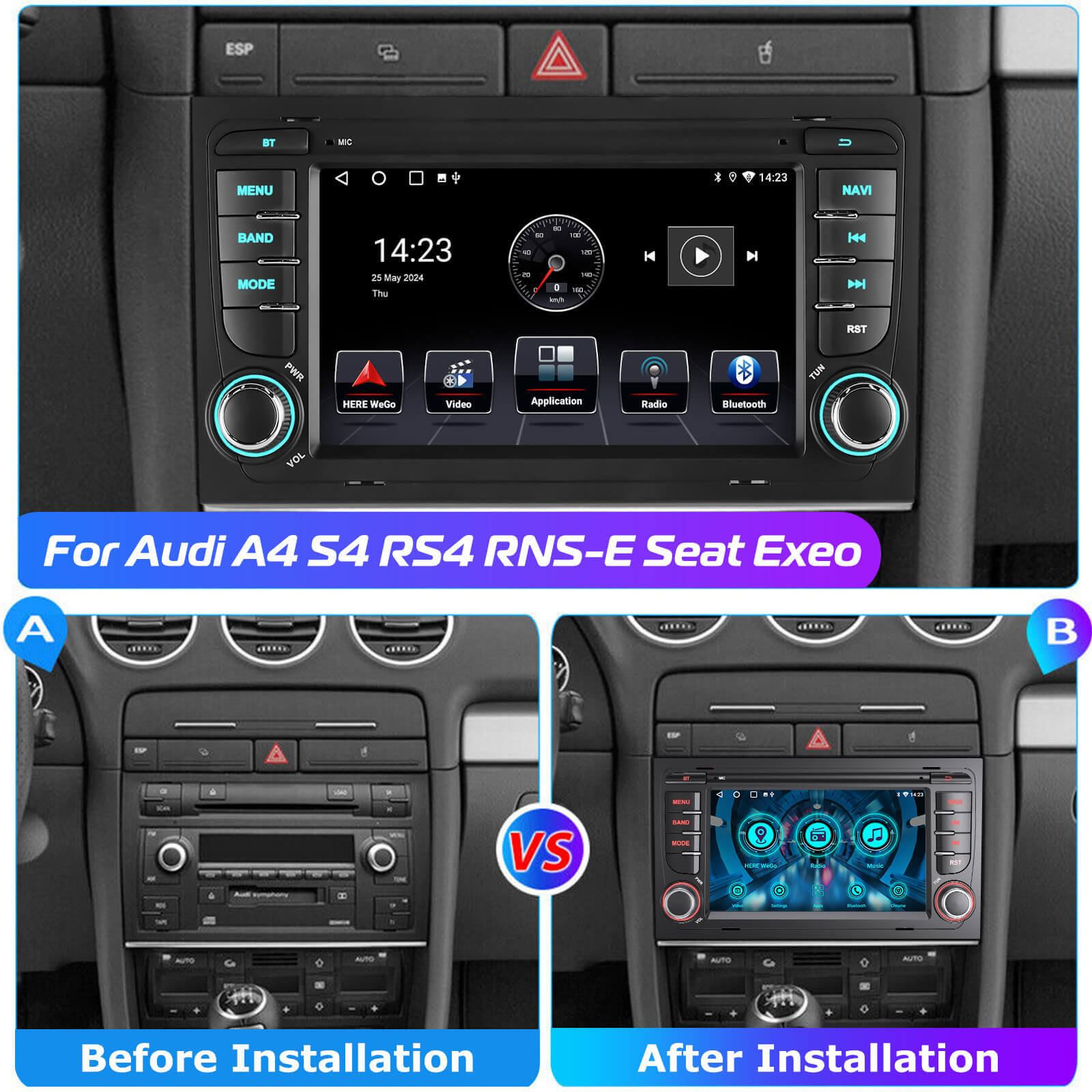 ESSGOO Car Stereo AR7001 MP5 Autoradio 7 Zoll für Audi A4 IPS