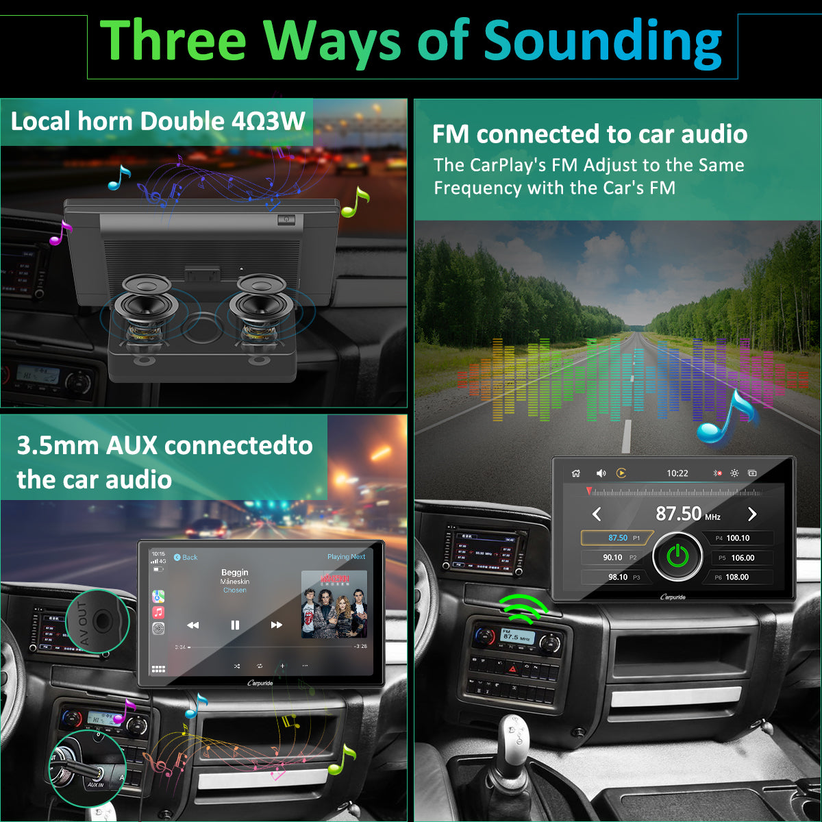 Carpuride Car Smart Stereo 9 Zoll CarPlay-Display Wireless Lichtsensor